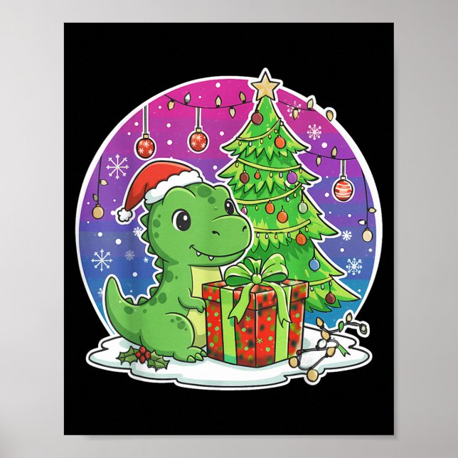 Affiche Dinosaur Santa Hat Xmas Dinosaur Lover Adults Boy  (Devant)