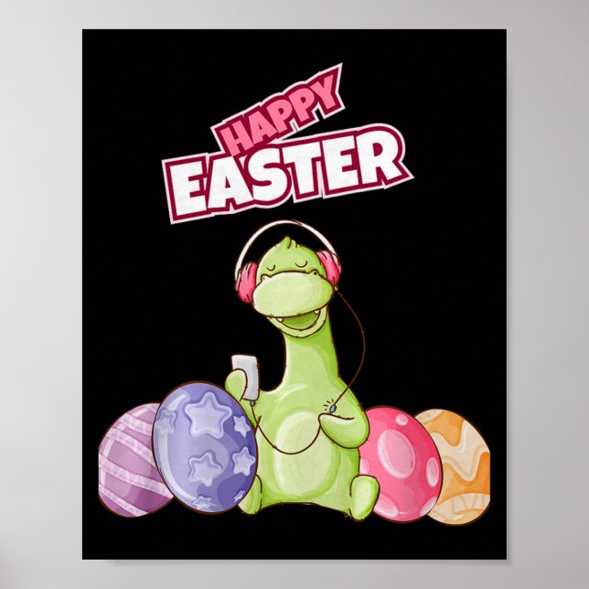 Affiche Dinosaur Say Happy Easter Premium Tri-blend  (Devant)