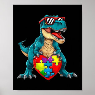 Affiche Dinosaur Sensibilisation sur l'autisme Puzzle Pièc