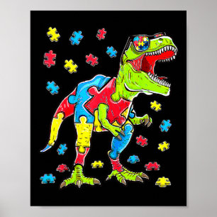 Affiche Dinosaur Sensibilisation sur l'autisme Puzzle Pièc
