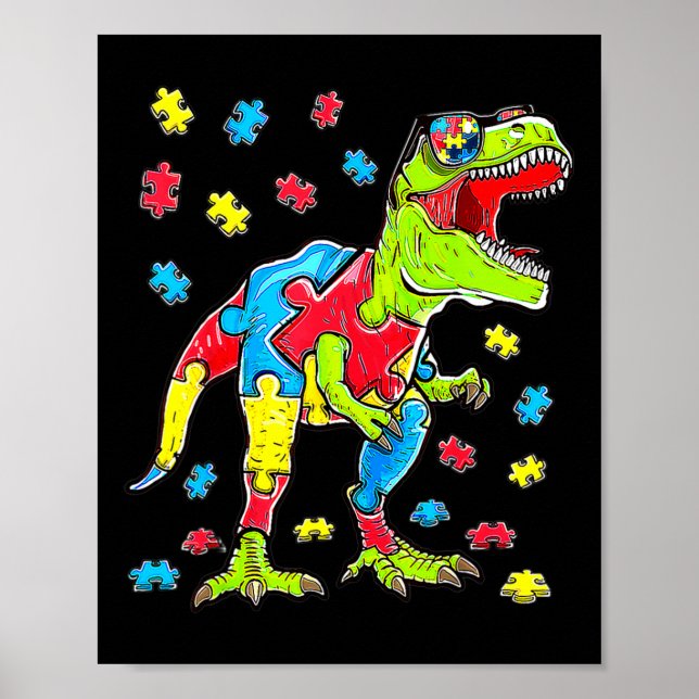 Affiche Dinosaur Sensibilisation sur l'autisme Puzzle Pièc (Devant)