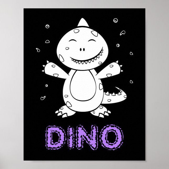 Affiche Dinosaur - Sketched Art Animal in Black & White (Devant)