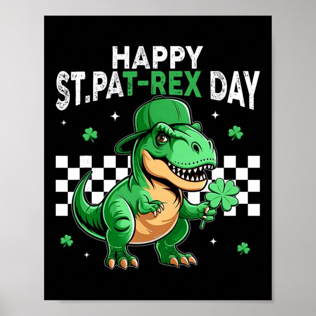 Affiche Dinosaur St Patricks Day Joyeux St Pat T Rex Day B (Devant)