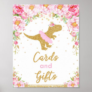 Affiche Dinosaur T-Rex Anniversaire Fête Cartes Florales C