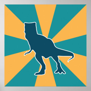 Affiche Dinosaur T-rex dessin animé coloré