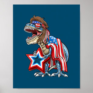 Affiche Dinosaur T Rex Mullet 4th Of July USA American