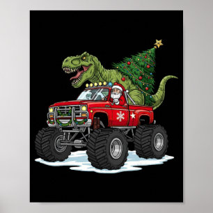 Affiche Dinosaur T Rex Noël Santa Garçons Hommes Filles Xm