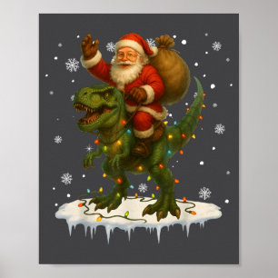 Affiche Dinosaur T Rex Noël Santa Garçons Hommes Filles Xm