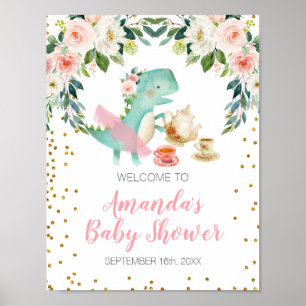 Affiche Dinosaur Tea Party Baby shower d'anniversaire Bien
