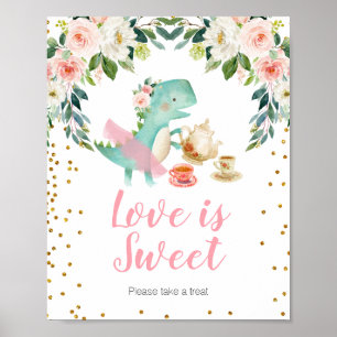 Affiche Dinosaur Tea Party Baby shower L'amour est doux