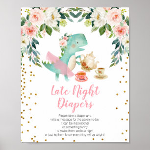 Affiche Dinosaur Tea Party Baby shower tard la nuit Diapos