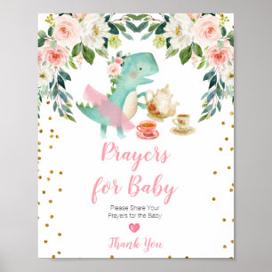 Affiche Dinosaur Tea Party Prières Baby showers pour bébé