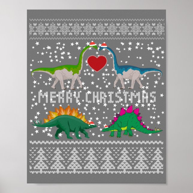 Affiche Dinosaur Vilain Sweat de Noël Drôle cadeau de Noël (Devant)