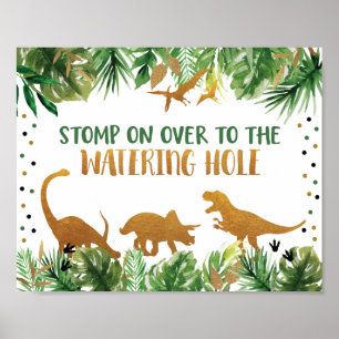 Affiche Dinosaur Waters Hole Panneau de la table d'anniver