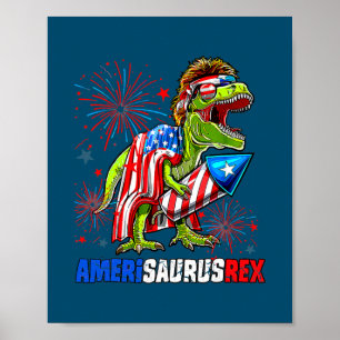 Affiche Dinosaure 4 juillet Amerisaurus T Rex American