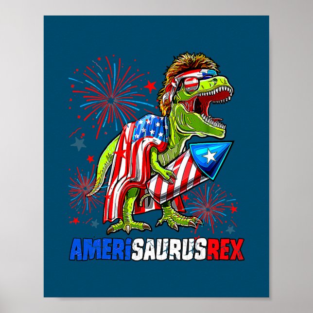Affiche Dinosaure 4 juillet Amerisaurus T Rex American (Devant)