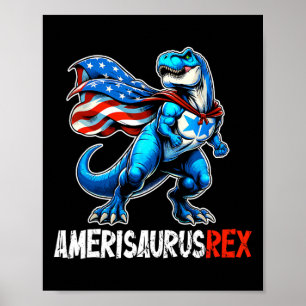 Affiche Dinosaure 4 juillet Amerisaurus T Rex Drôle