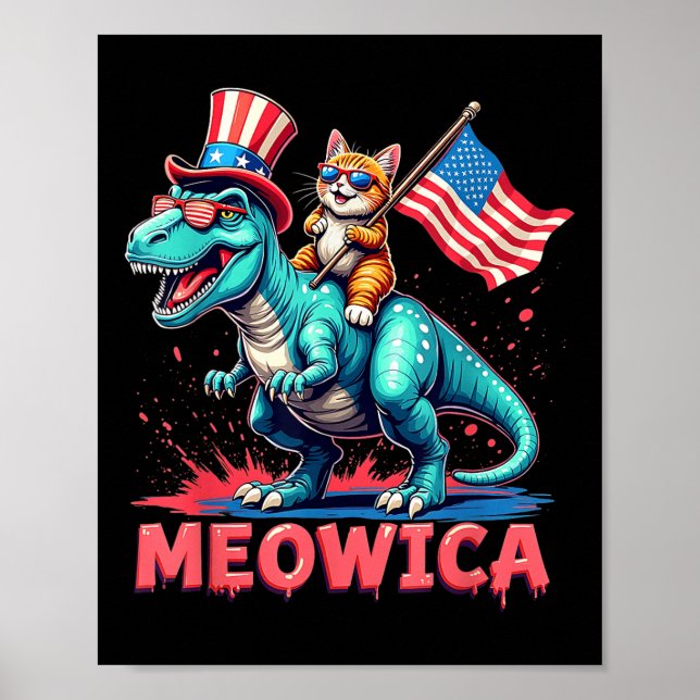 Affiche Dinosaure 4 juillet Meowica American F (Devant)