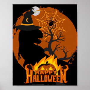 Affiche dinosaure à Halloween, éffrayant, déplaisant, effr