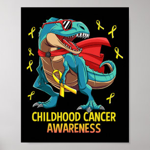 Affiche Dinosaure amusant T-Rex Enfance Cancer Sensibilisa