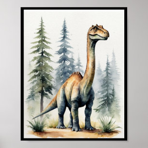 Affiche Dinosaure Aquarelle Brachiosaurus Sauropod WallArt