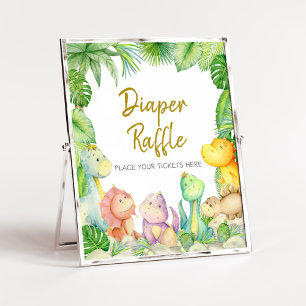 Affiche Dinosaure Baby shower Dinosaure de verdure Raffle