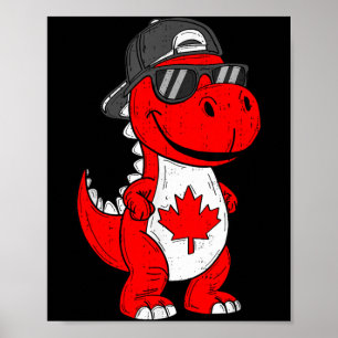 Affiche Dinosaure Canadien Trex Feuille d'Érable Canada Ga