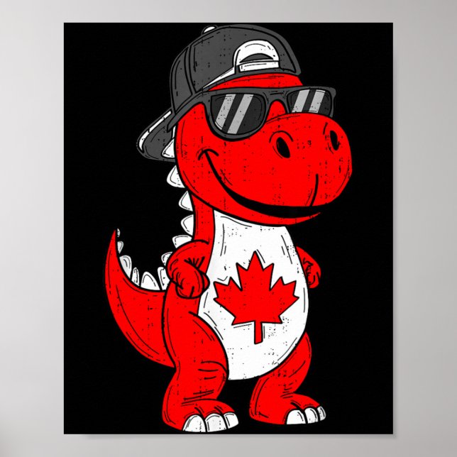 Affiche dinosaure canadien trex feuille d'érable canada ga (Devant)