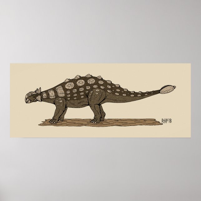 Affiche Dinosaure crétacé Ankylosaurus (Devant)