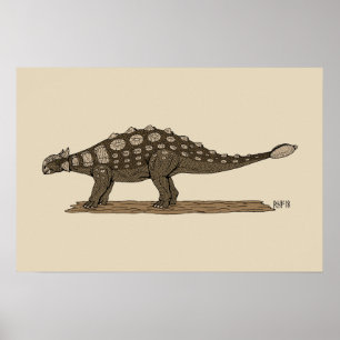 Affiche Dinosaure Crétacé Ankylosaurus