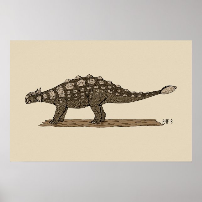 Affiche Dinosaure Crétacé Ankylosaurus (Devant)