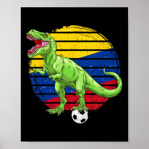 Affiche Dinosaure de foot Trex Drapeau Colombie Garçons Fi