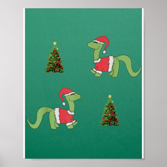 Affiche Dinosaure de Noël Arbre de Noël (Devant)