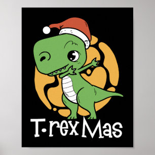 Affiche dinosaure de Noël TRex Mas