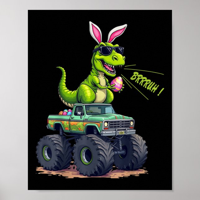 Affiche Dinosaure de Pâques - T-rex Chasse aux Oeufs de Pâ (Devant)