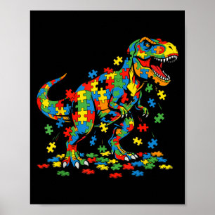 Affiche Dinosaure de sensibilisation à l'autisme puzzle co