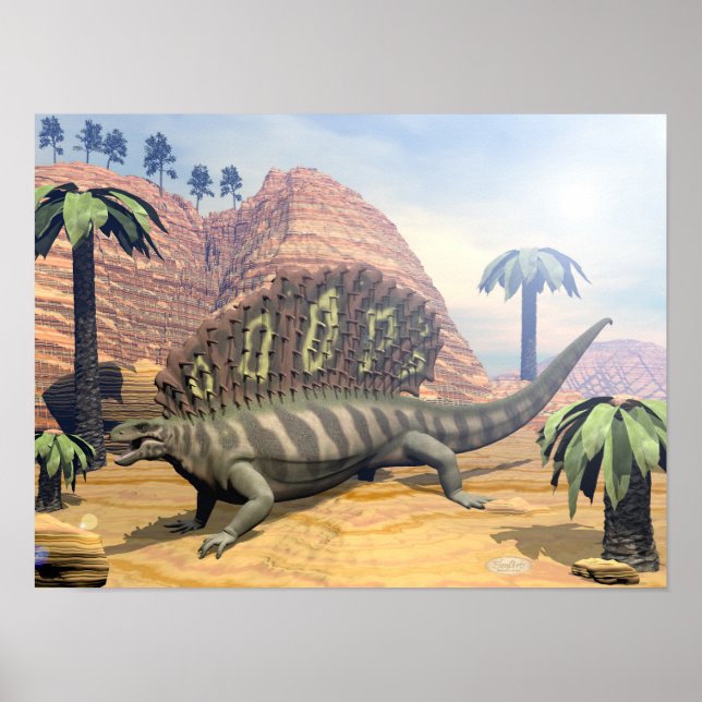 Affiche Dinosaure d'Edaphosaurus - rendu 3D (Devant)