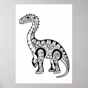 Affiche Dinosaure doodle croquis art.