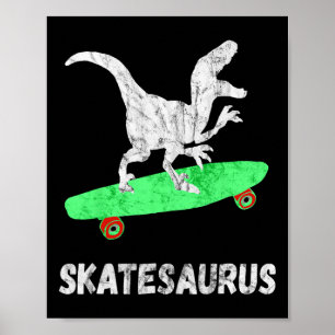 Affiche Dinosaure en skateboard T-rex drôle de planche à r