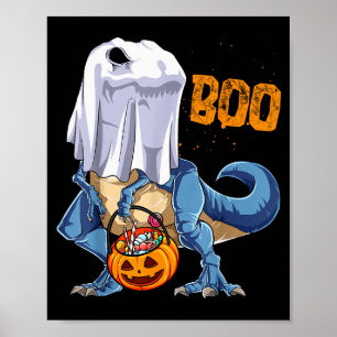 Affiche Dinosaure fantôme T Rex drôle Boo Halloween garçon