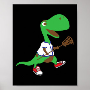 Affiche Dinosaure jouant au lacrosse Gif cool équipe sport