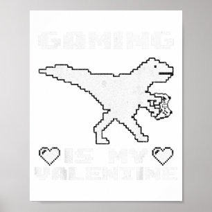 Affiche Dinosaure Jouant Aux Jeux Vidéo Drôle De Jeux Pour