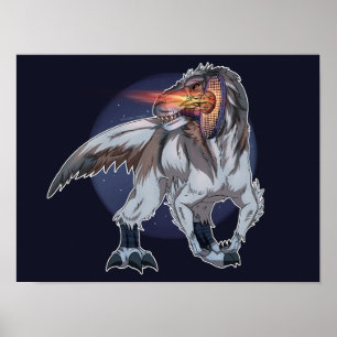 Affiche Dinosaure Jouer Au Tennis