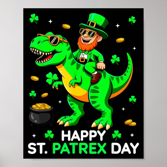 Affiche Dinosaure jour de la Saint-Patrick lutin Saint-Pat (Devant)