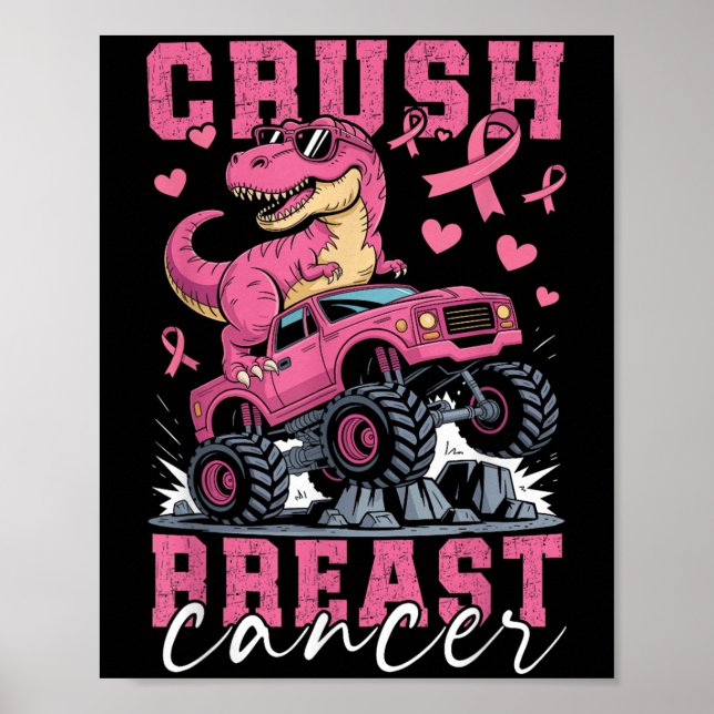 Affiche Dinosaure Monster Camion Pink Ribbon Crush Breast  (Devant)