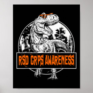 Affiche Dinosaure Orange Ribbon de sensibilisation RSD CRP