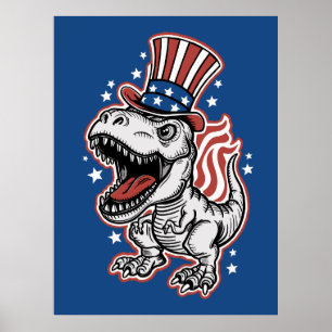 Affiche Dinosaure patriotique américain