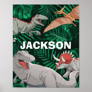 Affiche Dinosaure Personnalisé Enfants Dino Jurassic Trex 
