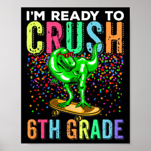 Affiche Dinosaure Premier Jour D'école 6e Skateboardi