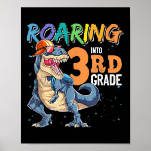 Affiche Dinosaure Retour à l'école Je suis prêt à écraser
